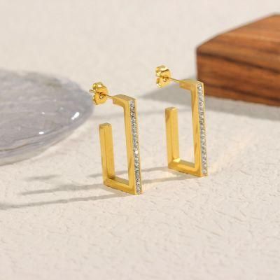 Manufacturer Custom Fashion Earring High Quality Non Fade Jewelry New Arrivals Diamond Zircon Earring Designer 18K Gold Plated Ear Ring