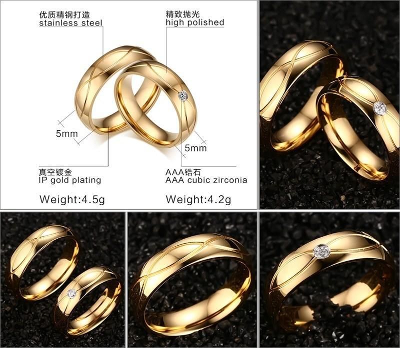IP Gold Plated Ring Fashion Finger Ring for Men and Women