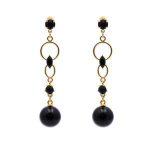 Fashion Women Jewelry Accessories Black Bead Gold Earrings