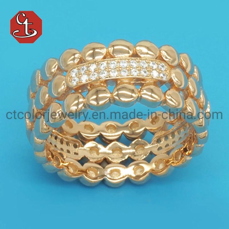 Eternity Classic Band White Cubic Zircon CZ Two tone plating Rhodium & Black plated Brass & Silver Ring