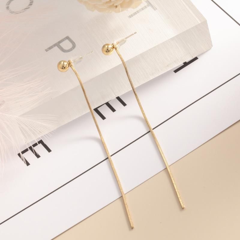 Women Long Fashion 925 Silver Pin Tassel Earrings