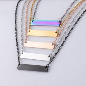 Fashion Personalized Custom Engraved Blank Engraved Bar Necklace Name Plate Necklace
