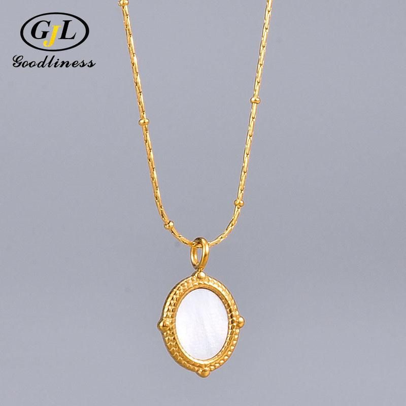 White Lady Shell Oval Court Lolita Ballpoint Necklace Jewelry