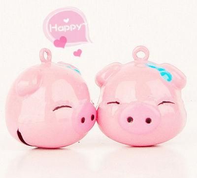 Fashion Cute Small Bell Pink Cartoon Pig Pendant