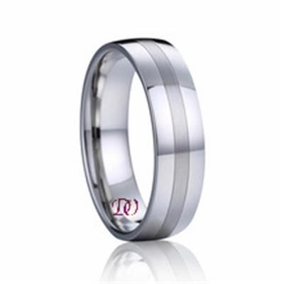 Two Edges High Polish Steel Ring Middle Matte Ring