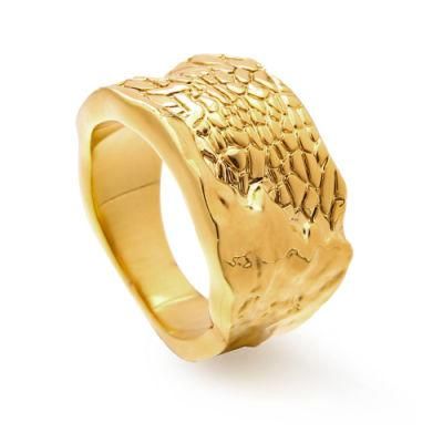 New Arrival Boutique Basic Ring Frozen Texture Gold Color Rings for Women Fashion Jewelry Accessories