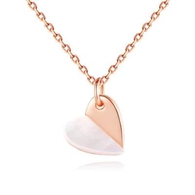 Fashion Rose Gold Love Heart S925 Silver Pendant Necklace