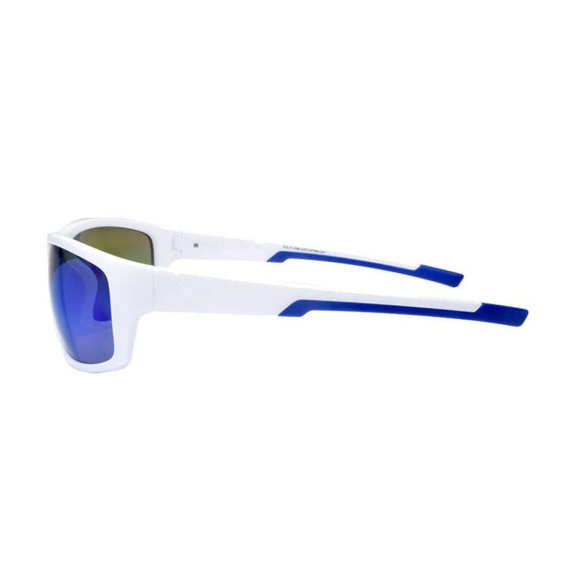 White Sport Sunglasses for Men with Blue Tips