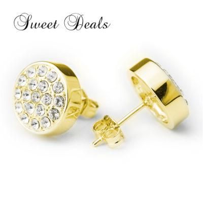 Quality Brass 18K Real Gold Plated Round Earring Stud
