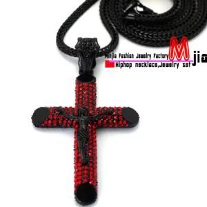 Fashion Iced out Black Jesus Cross Jewelry Necklace (MP402)