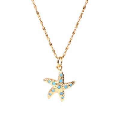 Bohemian Star Fish Gold Chain Necklace Lobster Clasp Summer Beach Jewelry Pendant Necklaces