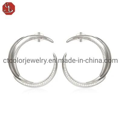 High Quality Fashion Brass and Silver Earring Stud Women Jewelry