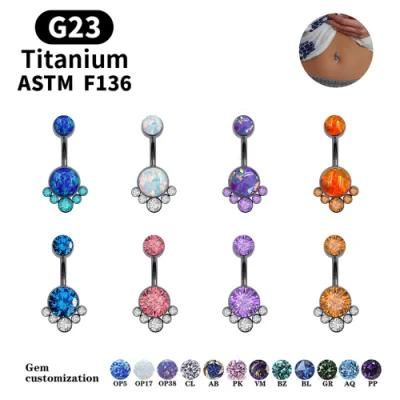 2021 Summer New Design Titanium Belly Buttons Navel Rings Body Piercing Opal/Zirconia