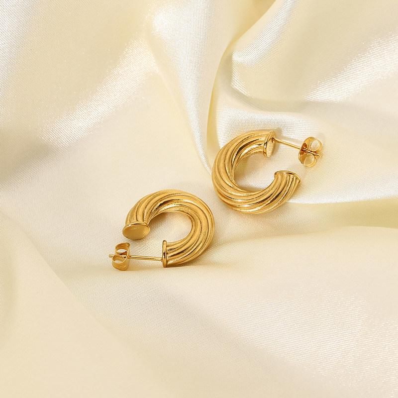 Stainless Steel Twisted Earrings with 18K Gold Plated Hoop Earrings for Women Girls