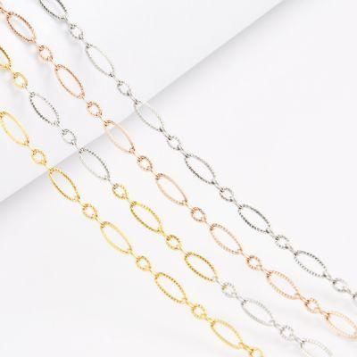 Manufacturer 316L Fashion Jewelry Non Tarnished Cable Chain Anklet Bracelet Necklace with Flower Embossed Girl Jewellery