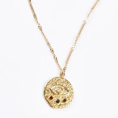 Wholesale New Fashion Jewelry Stainless Steel Gold Pendant Necklace with Stone Jewellery Customizing