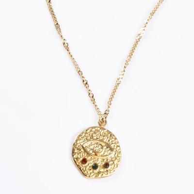 Wholesale New Fashion Jewelry Stainless Steel Gold Pendant Necklace with Stone Jewellery Customizing