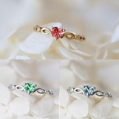 Fashion Hot Sale Peach Heart Ring Electroplated Copper Alloy Ring Shiny Zircon Diamond Ring for Women