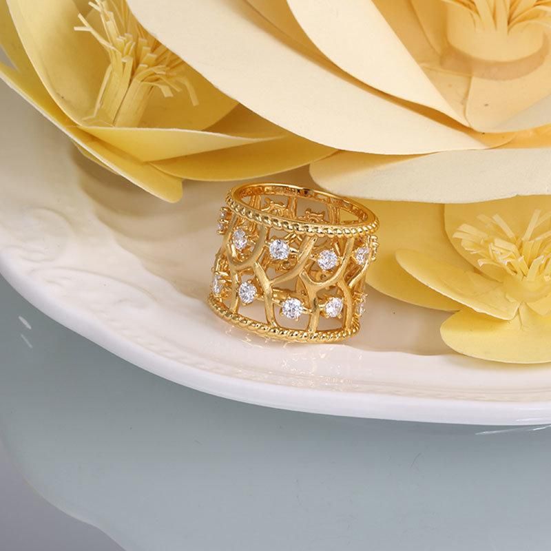 925 Silver Gold Plated Hot Sale Fashion Accessories Fashion Jewelry Charm AAA Cubic Zirconia Moissanite Ring
