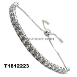 Fashion Jewelry Round Stone Silver Bracelet with Box Chain