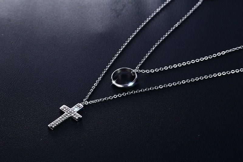 Fashion Jewelry Stainless Steel Cross and Circle Charm Pendant for Women Man