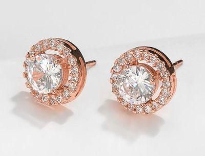 Bridal Wedding CZ Stud Earring Jewelry, Rose Gold Jewelry,