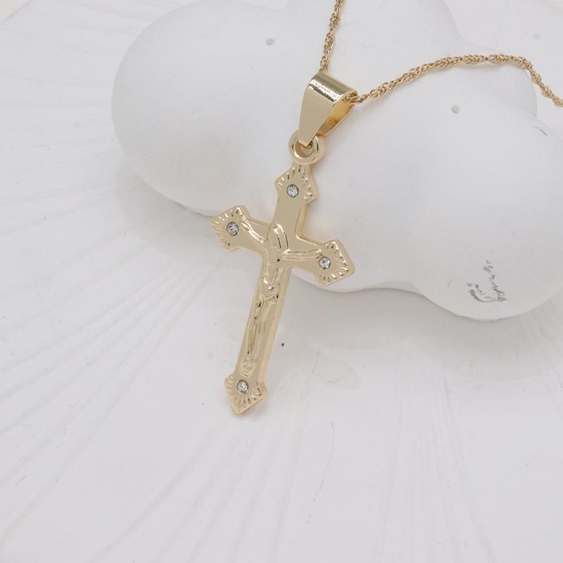 2022 Wholesale Zirconia Jesus Cross Pendant Bead Necklace