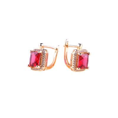 High Quality Youth Simple Jewelry 18K Oro Laminado Crystal Earrings for Fashion Decoration