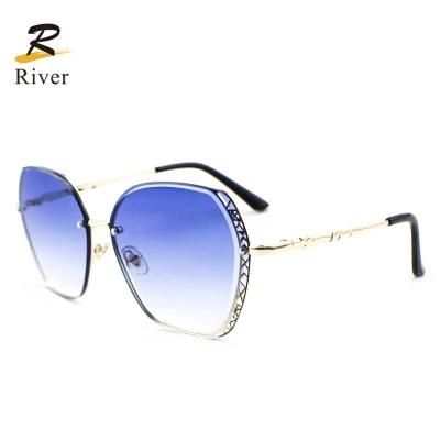 Oversize Wholesale Custom Logo Metal Frameless Women Sunglasses