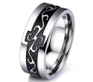 Black Dragon Domineering Personality Lettering Men&prime;s Ring Wide Single Ring Steel Dragon Tail Ring