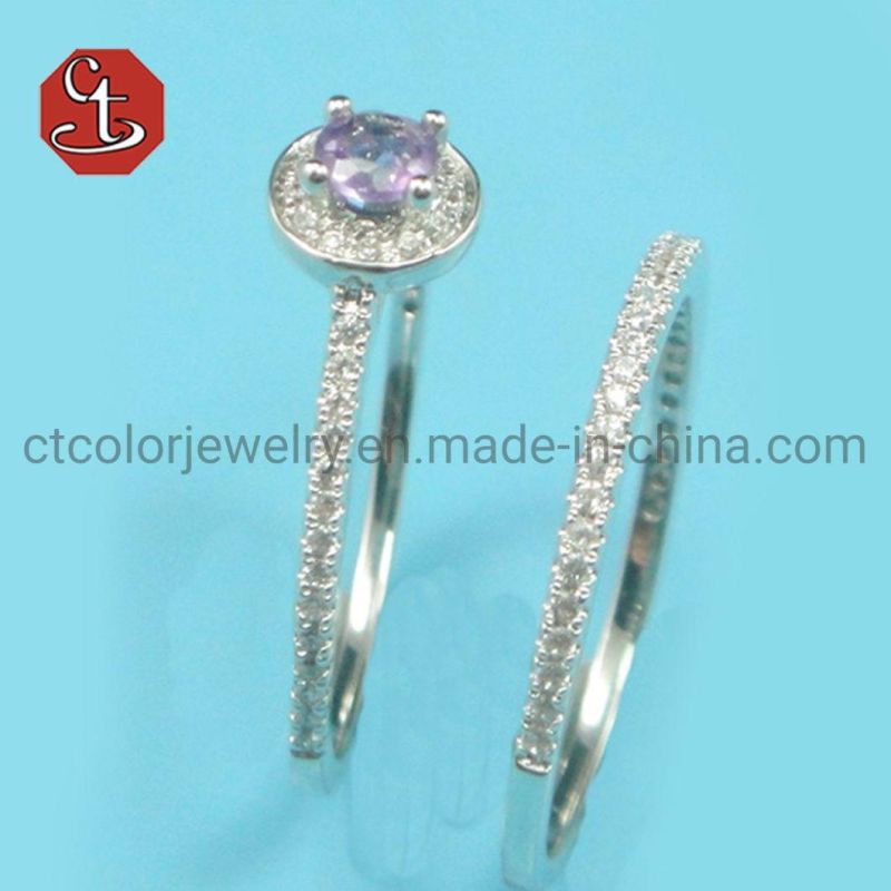 Simple 2 PCS/Set Zircon Engagement Rings for Women Wedding Rings Female Diamond Jewelry Chic Accessories Gift