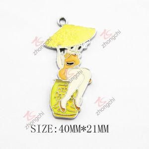 Yellow Enamel Metal Sweet Girl Pendant (MPE)