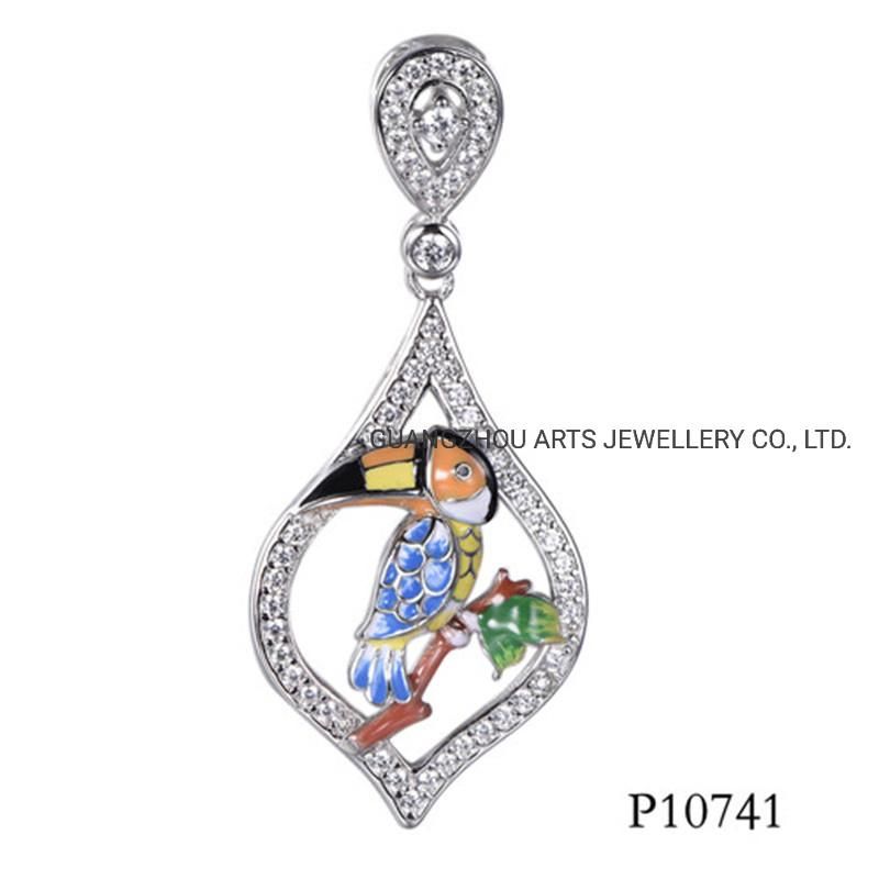 925 Sterling Silver Enamel Jewelry Bird Pendant