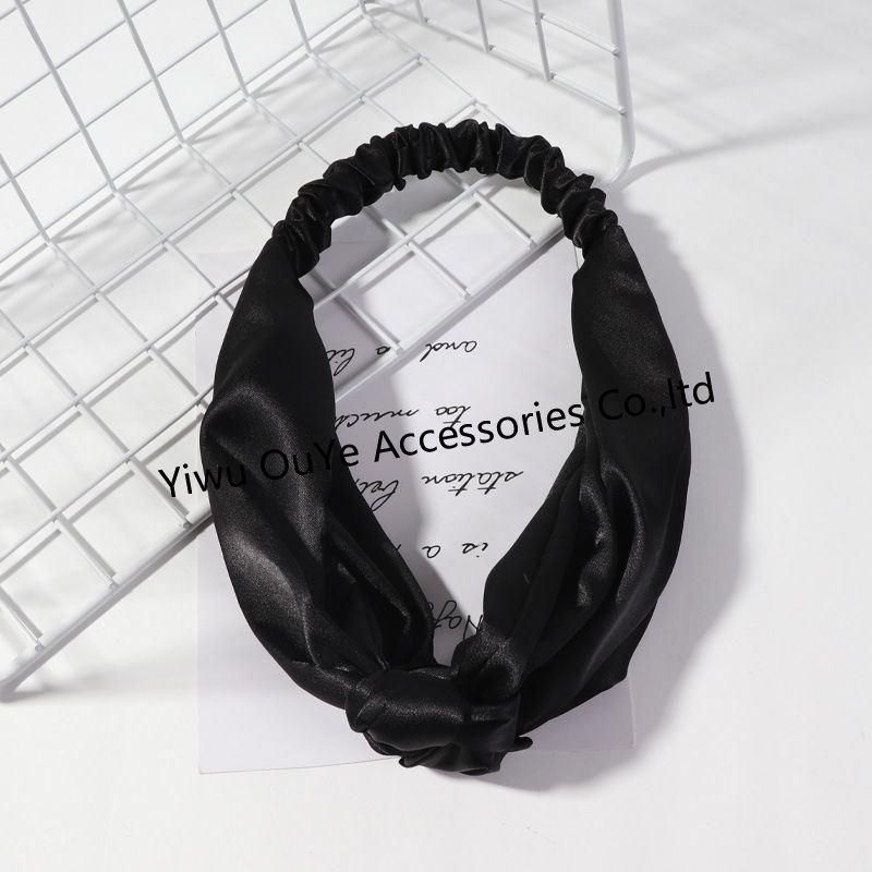 Fashion Non-Slip Wide-Brimmed Solid-Color Ribbon Elastic Headbands Hair Accessories Hairband