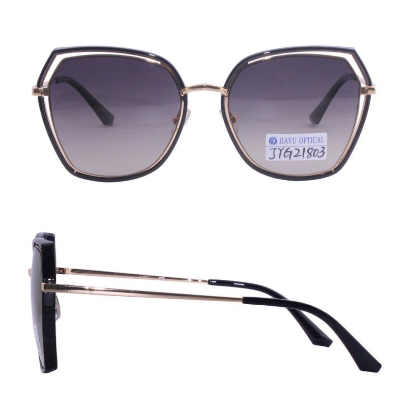 2022 New Designer Irregular Shape Double Frame Women Metal Sunglasses