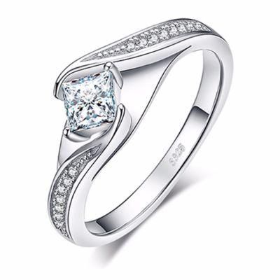 925 Sterling Silver Jewelry Cubic Zirconia Engagement Ring Fashion Jewelry Wholesale