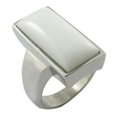 White Glass Stone Square Shape Rings