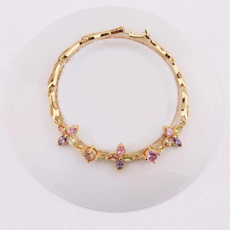 Wholesale Dubai Wedding 18K Gold Plated Jewelry, Noble Brazilian CZ Jewelry Zircon Bracelet for Girls