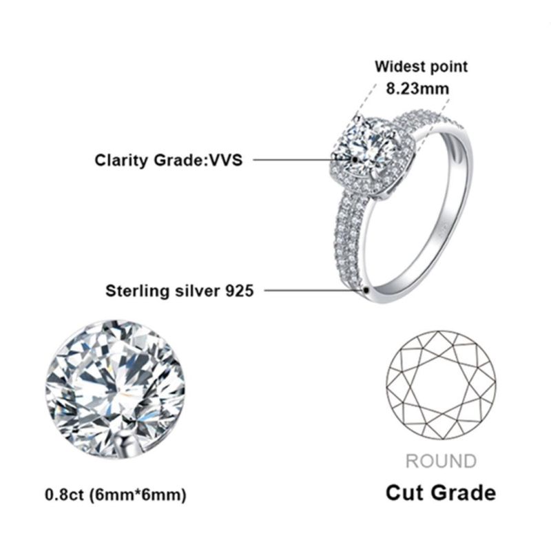 925 Sterling Silver Jewelry Engagement Wedding Ring Fashion Jewelry for Women Wholesale