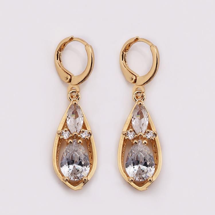 2020 New Fashion Cubic Zirconia Gold Plated Long Drop Earrings