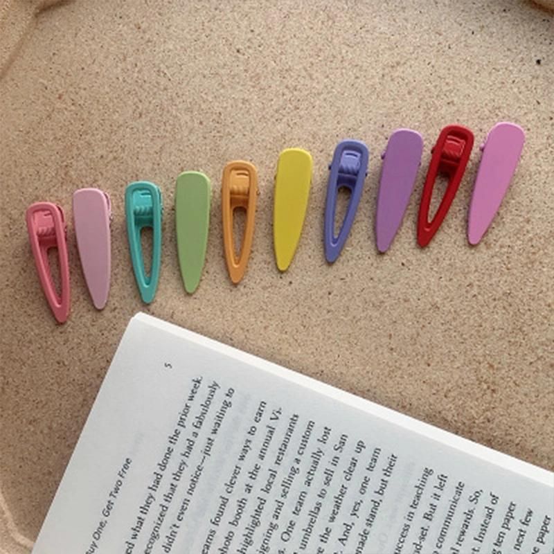 Color Rubber Paint Children′ S Hair Clips 4.7cm Matte Frosted Waves Hair Pin Set