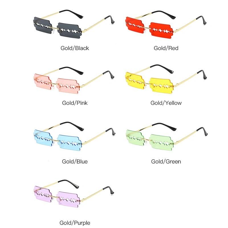 New Blade Styling Cool Personality Rimless Cut Sunglasses Trend Dazzle Color Sunglasses