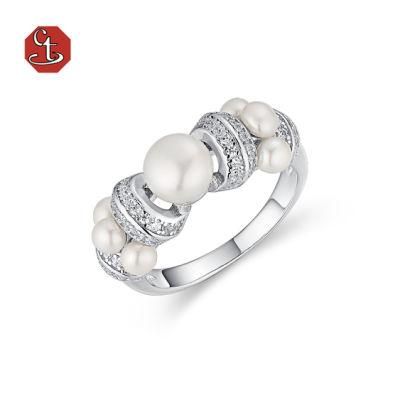 Fashion Natural Pearl Silver Rings New Style Jewelry Engagement Ring for Women