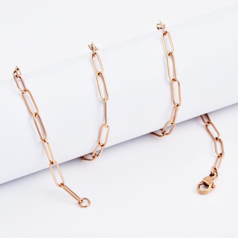 Stainless Steel Gold Plated New Popular Cheap Jewellery Design Long Flat Cable Chain Necklace Bracelet Fashion Design