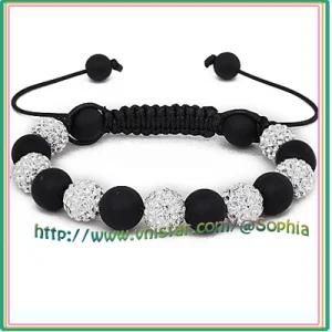 Clear Crystal Stones Beads Macrame Bracelet with Agate Beads (SBB235-1)