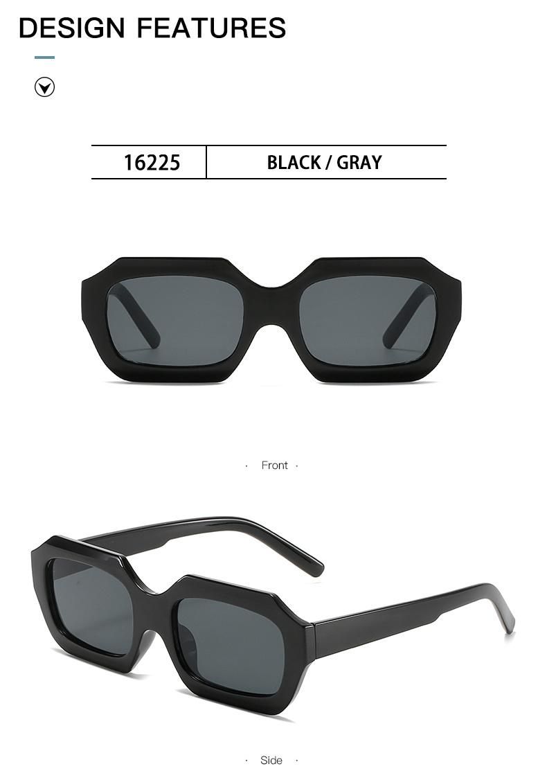 New Glasses Square Retro Sunglasses Notch Design Jelly Color European and American Style Cross-Border Sunglasses