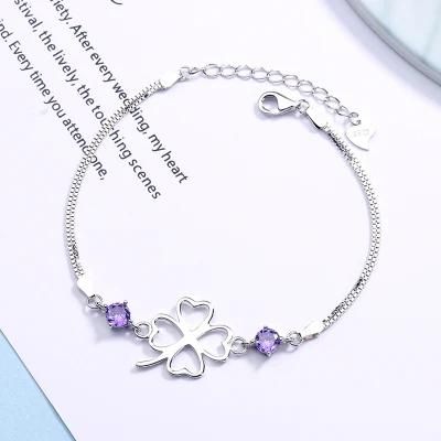 S925 Silver Fashion Women Accessories Our Leaf Clover Flower Bracelet