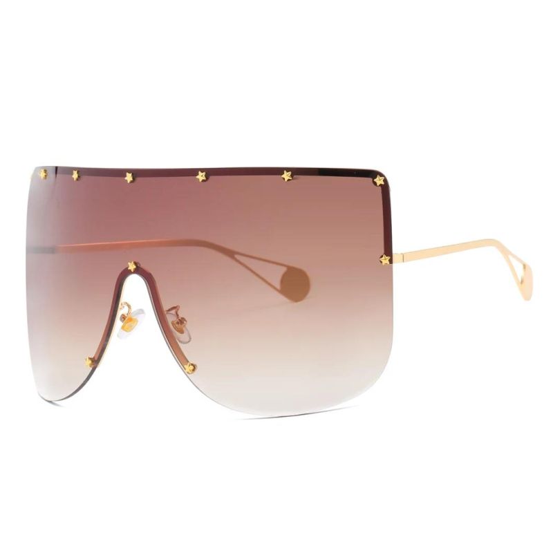2020 Low MOQ Frameless Oversized Metal Fashion Sunglasses