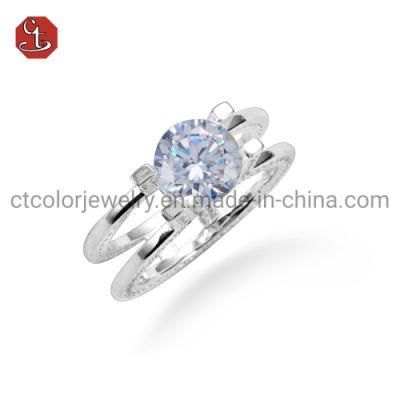 Fashion Jewellery Custom 925 Sterling Silver Rings Set AAA CZ Diamond Engagement Rings Jewelry for Trendy Women