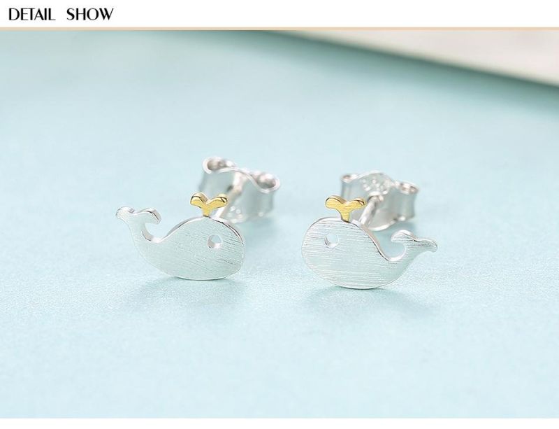 High Quality Jewelry Piercing Hypoallergenic Whale Ear Studs
